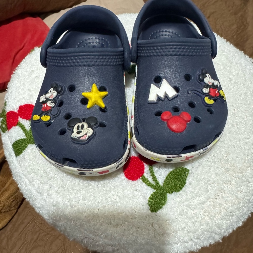 Disney Mickey Mouse Kids Clogs - Navy with Red and Yellow Accents